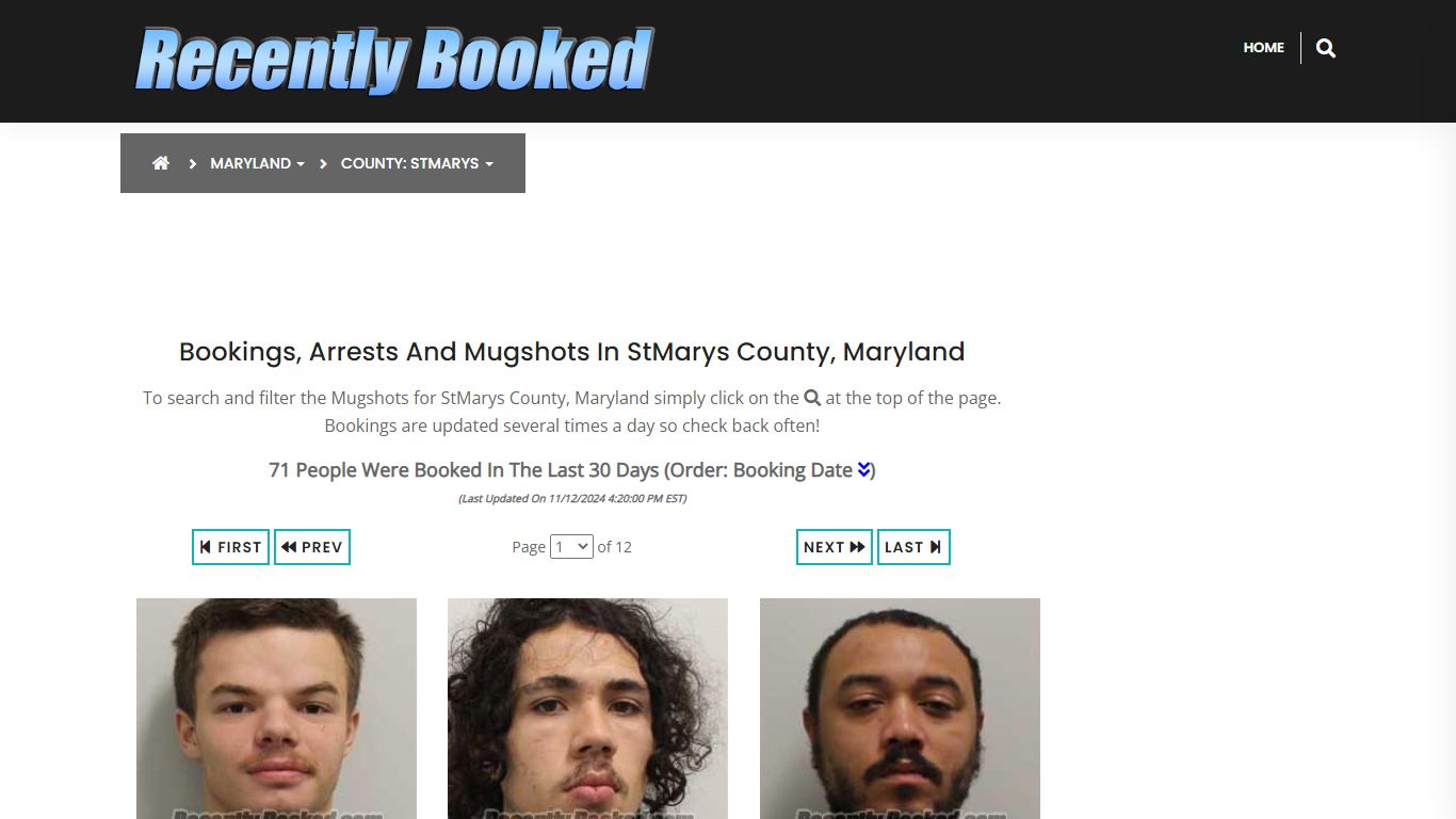 Bookings, Arrests and Mugshots in StMarys County, Maryland